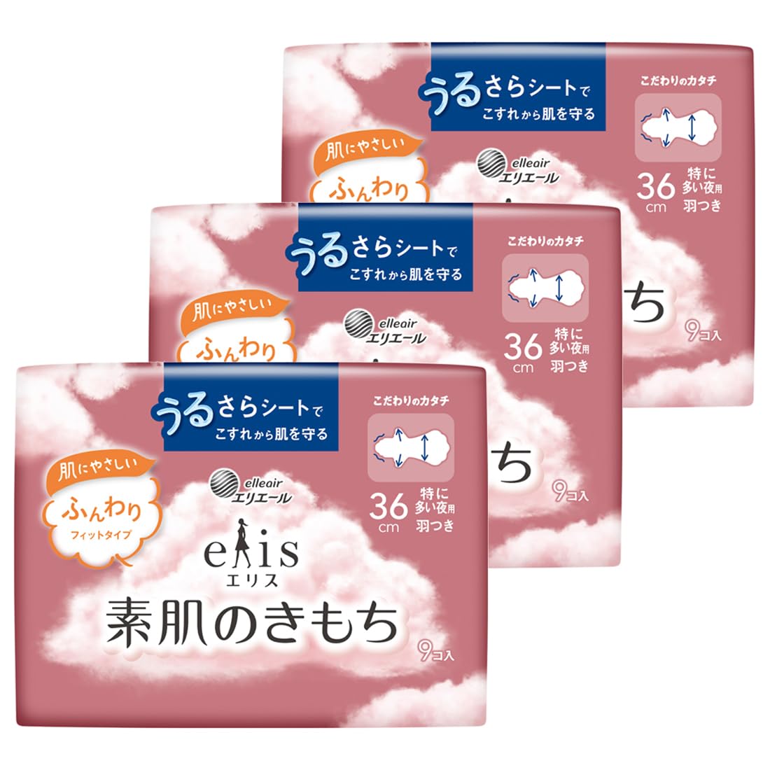 

Eris Bare Skin Feeling with Wings 36cm for heavy 27 sheets sheets x 3 (especially nights) (9 packs) [Bulk Purchase]