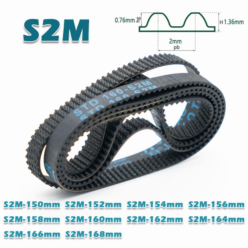 S2M Timing Belt Perimeter 150 152 154 156 158 160 162 164 166 168mm Width 4~20mm Rubber Transmission Closed Loop 2M CNC Drive