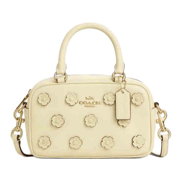 

Coach Satchel 18 Floral Inlay Leather Shoulder Crossbody Handbag Small Moonlight Women Handbags CAJ99-IMXVE Basic Set (Bag+Dust Bag)