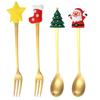 4pcs Christmas Spoon Fork Set Christmas Gifts Santa Xmas Elk Fruit Fork Coffee Spoon Cutlery Set Xmas New Year Tableware Decor