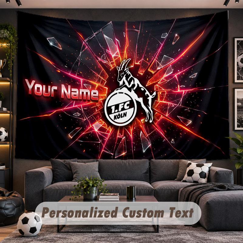 Wandbehang Wandteppich Benutzerdefinierter Name FC Köln Muster Personalisiert Bedruckter Stoff Wanddekoration