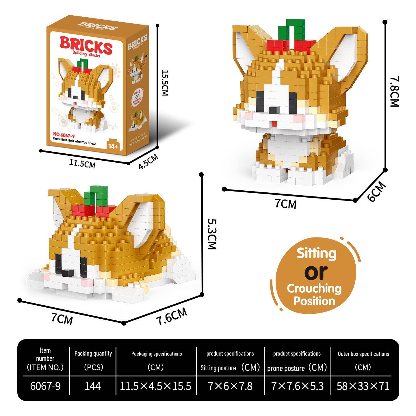 

Micro-particle Assembly Pet Golden Retriever Husky Border Collie Series Educational Toy Building Blocks Gift for Kids