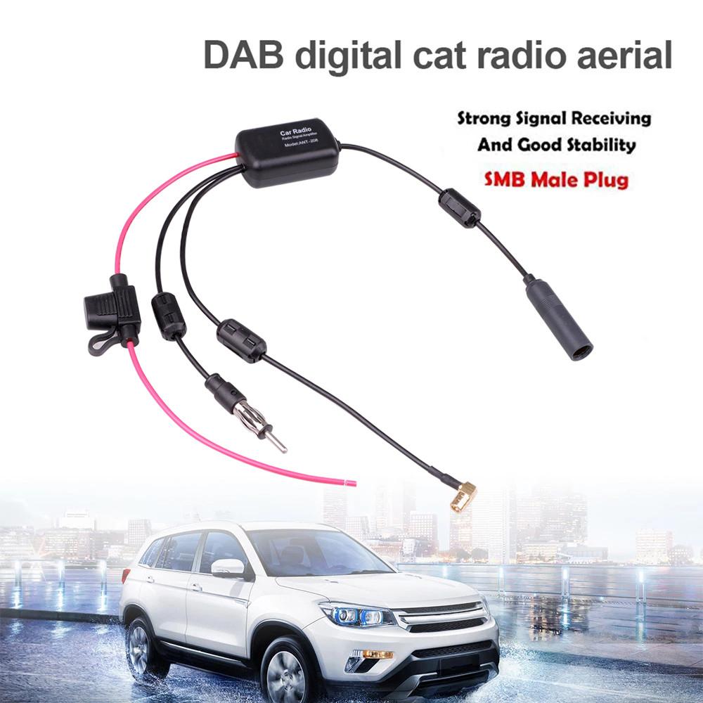 KEBIDUMEI Universal DAB+Car Stereo Antenna Aerial Splitter Cable Adapter Radio Signal Amplifier Antenna Signal Booster FM/AM Kit