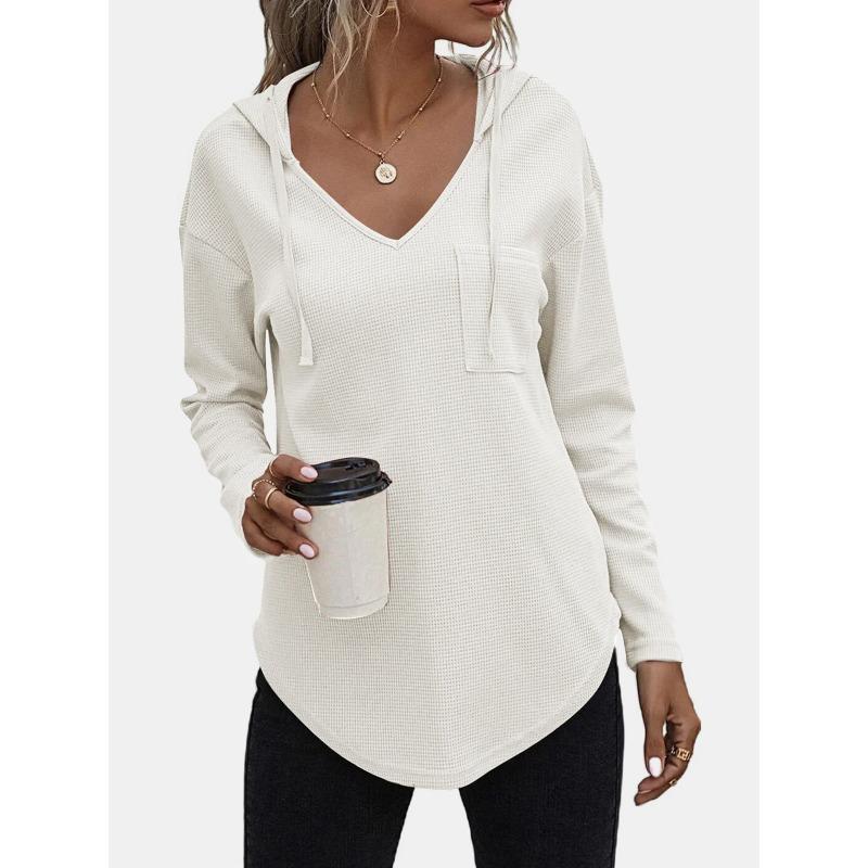 Spring New Women's Casual Fashion Hooded Versatile Long-sleeved Solid Color Sweatshirt