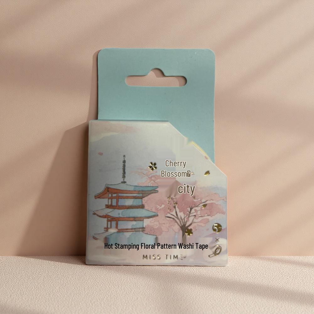Shiguang Sakura Story Washi Tape - Fresh Japanese Floral Design for Journals & DIY Collage Decoration