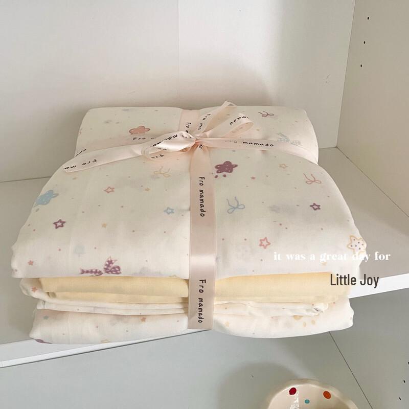 Комплект постельного белья COMOLIVING  Little Joy  с цветочным принтом, 4 предмета