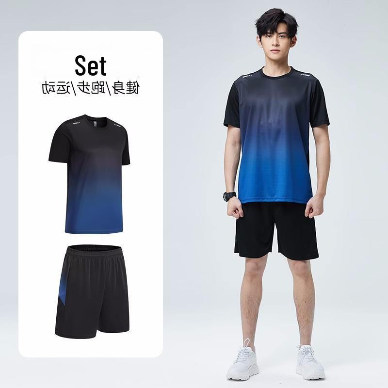 

Мужская быстросохнущая летняя рубашка для бега: Спортивный и фитнес-топ с коротким рукавом 4XL синий