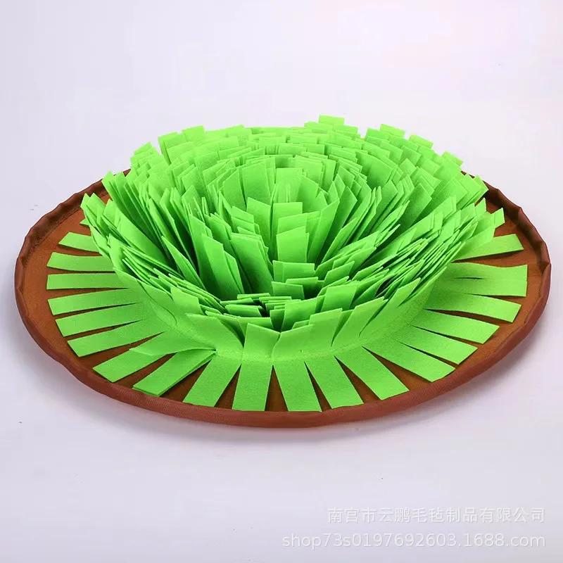 

Felt Olfactory Pad Feeding Anti-choking Pad Pet Toy Dog Slow Food Mat Training Olfactory Mat Pet Products Large size 48 48cm флуоресцентный зеленый