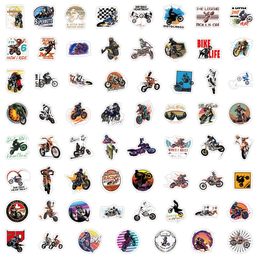 60 New Motocross Doodle Stickers Personalized Sports DIY Skateboard Suitcase Waterproof Stickers