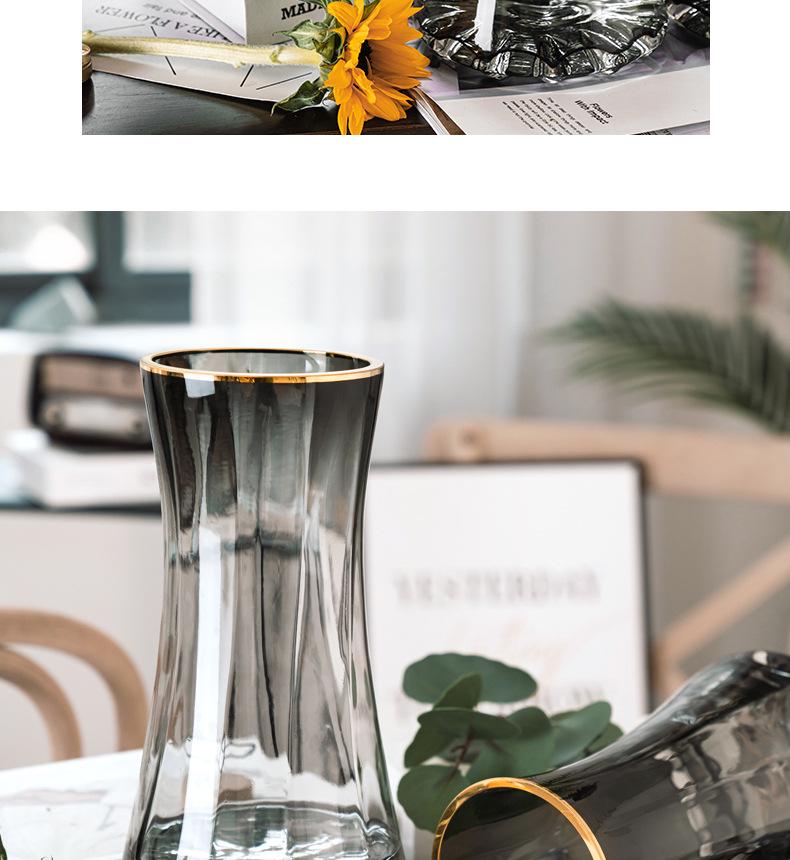 Gold-Painted Transparent Glass Vase for Fresh or Dried Flowers - Nordic Style Flower Arrangement Ornament