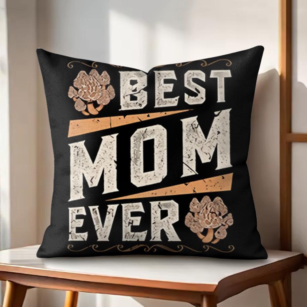Best Mom Ever Cushion Cover Natural Linen Organic Fabric DoubleSided Printing Couch Pillow Covers Home Decor