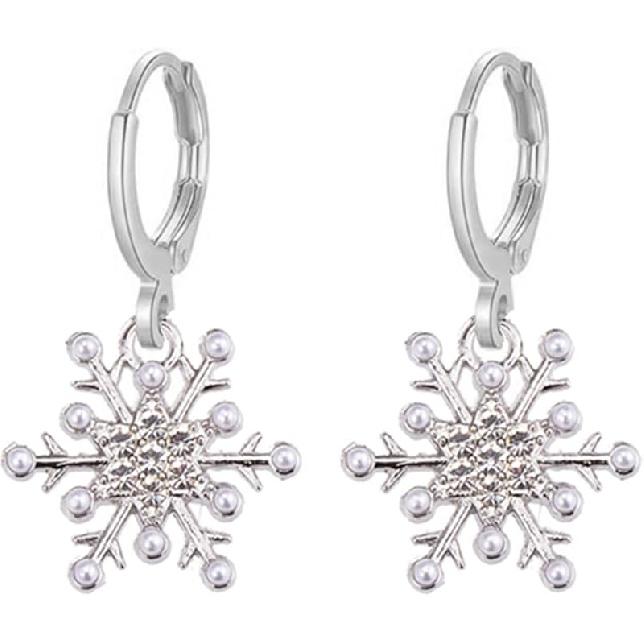 Модные длинные серьги-подвески в виде снежинок из хрусталя - Блестящие ручной работы разноцветные серьги-цветы со снежинками из страз для женщин - Рождественская праздничная вечеринка Snowflake 4