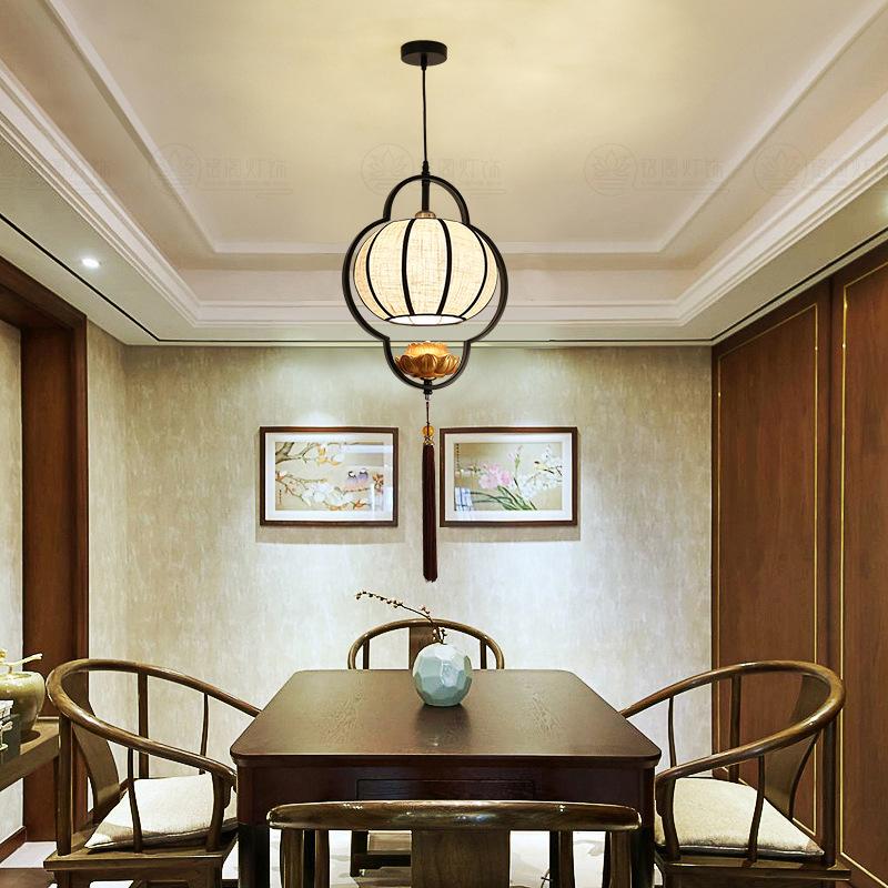 Chinese Lantern Chandelier Iron Fabric Restaurant Pendant Light Nordic Home Decor Bedroom Board Balcony Corridor Bar Led Lights