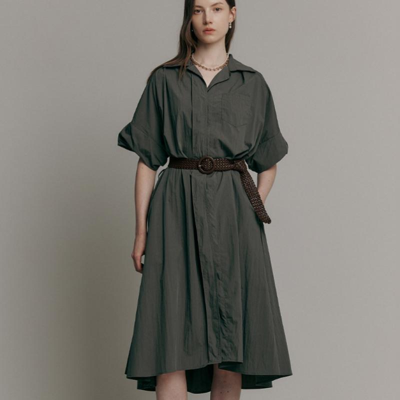 MAXZA Luźna sukienka w kształcie litery A z 2 paskami khAki Zc08qp502onkh