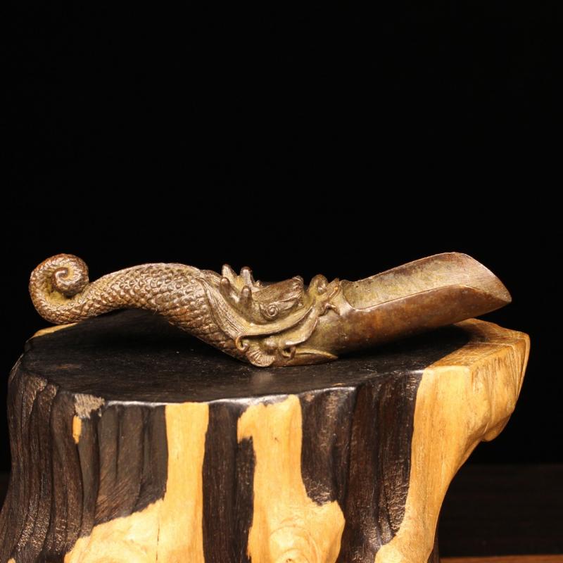 Vintage Tea Scoop Carving A Dragon Head Shape Purple Copper Tea Spoon of Tea Ceremony Tea Accessories High End Tea Set