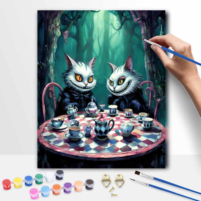 Disney Cheshire Cat tea party oil painting art painting kit handmade diy gift home decoration wall art craft set for living room decor