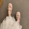Retro evening wind bow ballet shoes women's word with round head Mary Jane shoes French light mouth low heel small single shoes
