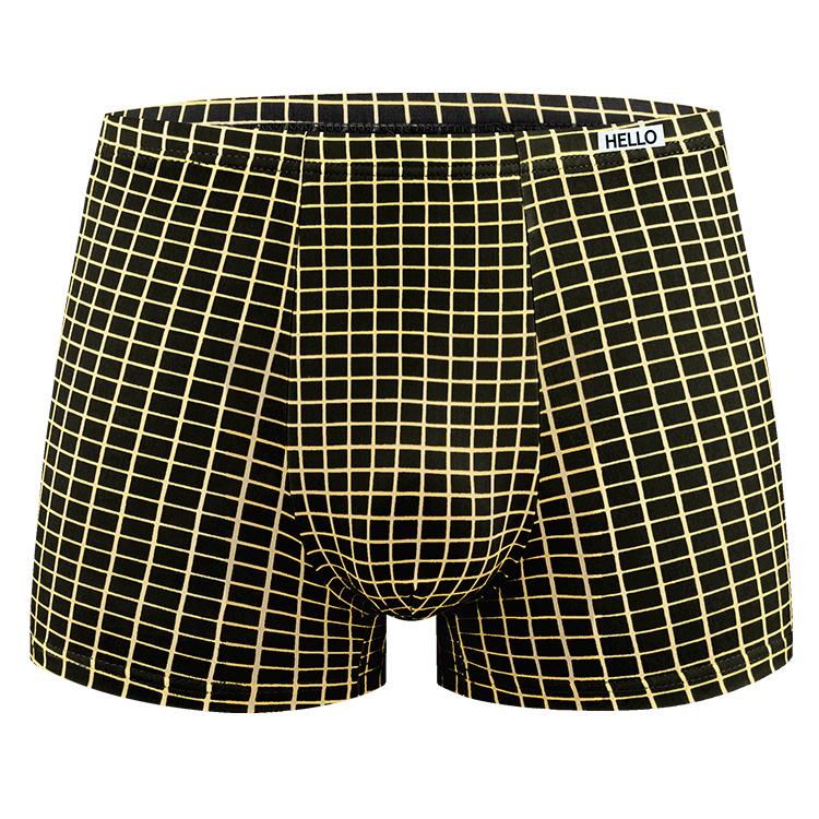 Men s Mid-Rise Plaid Boxer Briefs, European & American Plus Size, Loose Fit.