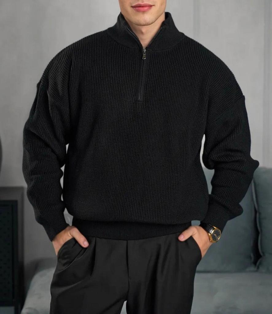 Men's 2025 Autumn/Winter Half-Zip Stand Collar Knit Sweater