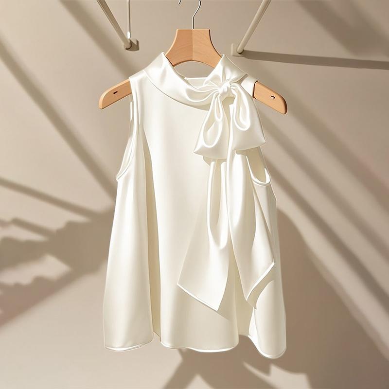 

ZANZEA Женские летние майки без рукавов с воротником-бантом 5XL бежевый