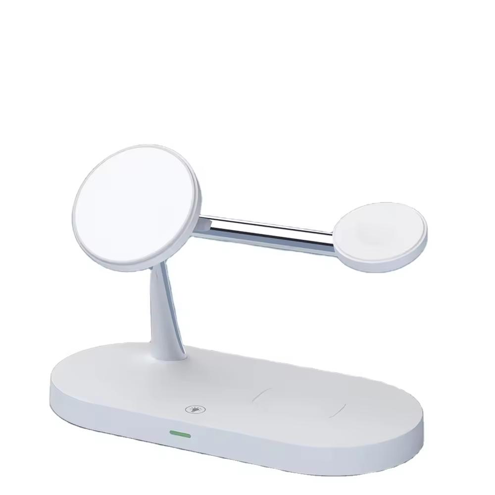 

Магнитная подставка для беспроводного зарядного устройства 4 в 1, быстрая беспроводная зарядная станция 15 Вт для iPhone 15, 14, 13, 12, Airpods 3 iwatch белый