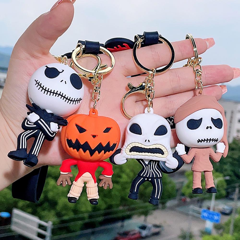 The Nightmare Before Christmas Schlüsselanhänger Sally Jack Schädel Halloween Horrorfilm Schmuck Rucksack Zubehör Schlüsselhalter Geschenke