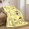 Cute yellow dog characters with berets in playful and cozy activities. for all seasons blanket lunch break throw gift
