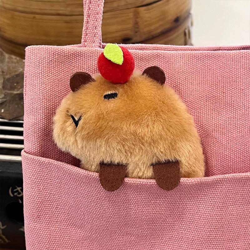 Capybara Plush Adorable Keychain Soft Toy  Bags Featuring Cute Design Apple