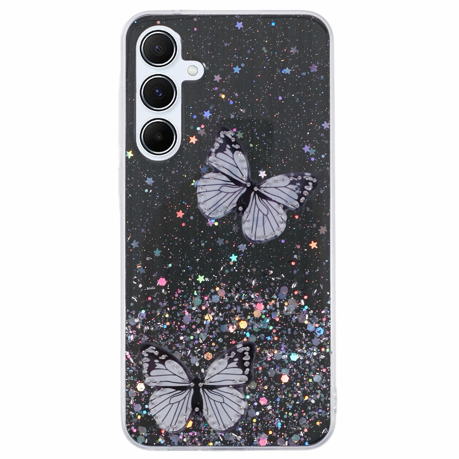 

AW Series For Samsung Galaxy A35 5G Slim Case Butterfly Pattern TPU+PVC Phone Shell Black