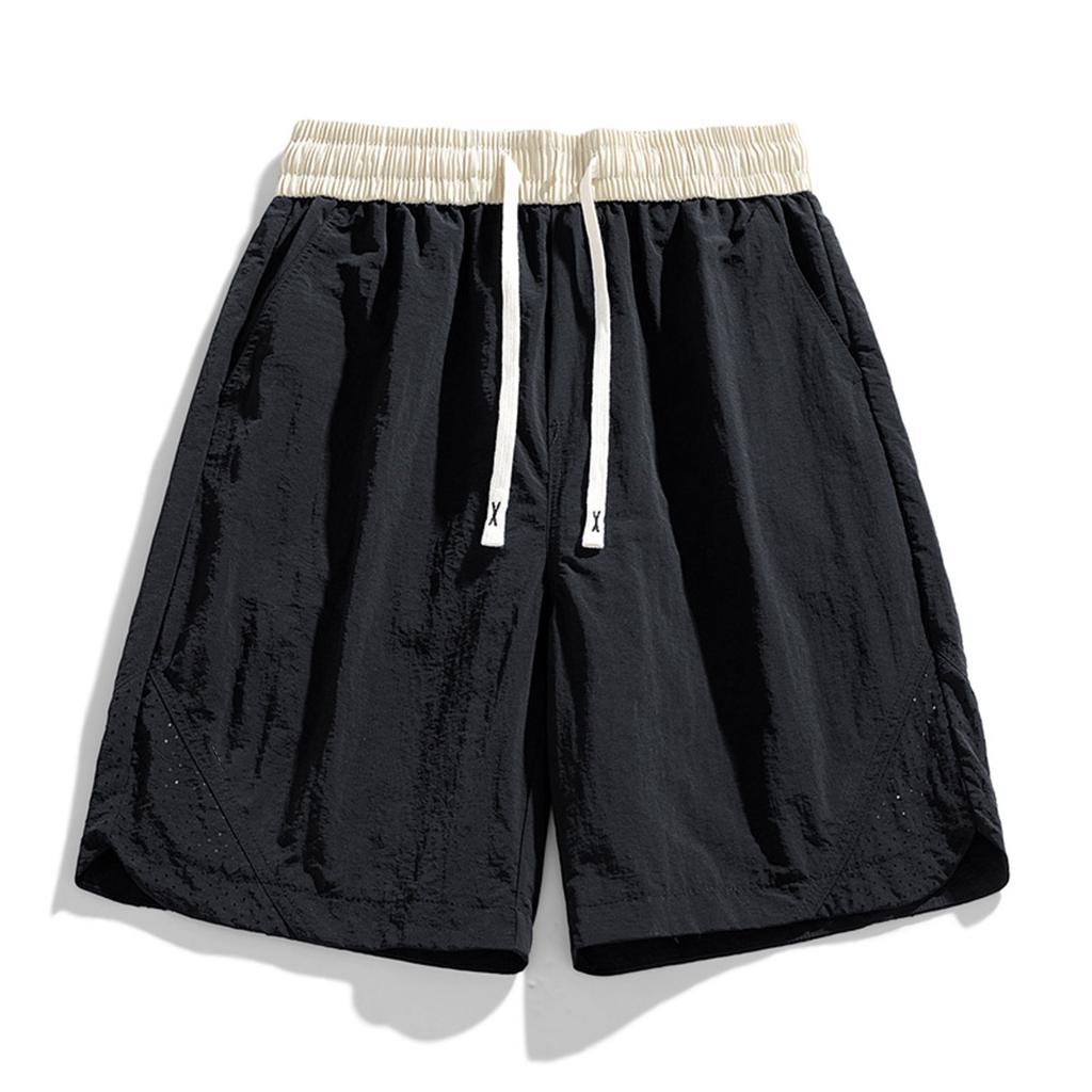Men's Summer Loose Fit Casual Sports Shorts Drawstring Waist Straight Leg Breathable Lightweight Athletic Shorts for Outdoor Activities