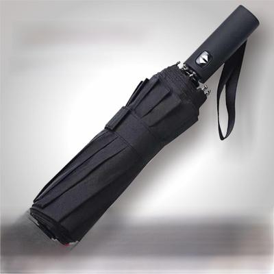 Automatic Sunny and Rainy Umbrella with Printed Logo - Black Plastic, SPF Sunscreen, Three-Folding Design
