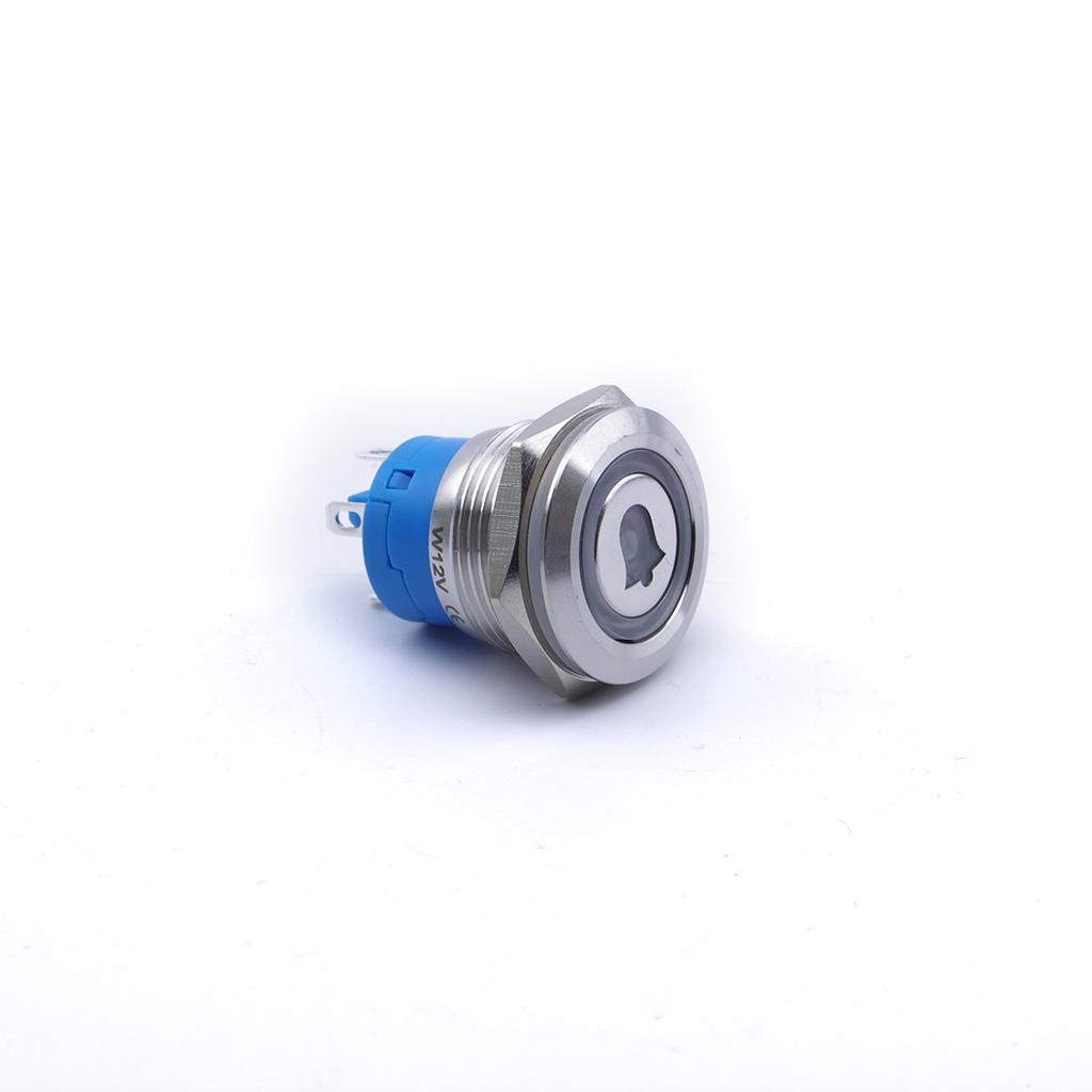 Bell Button 19x27mm Blue Led Monostable Silver Vandal-proof 250V 2A