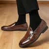 Fashion Black Brown Monk Strap Patent Leather Shoes For Men New Black Brown Loafers Business Wedding Formal Dress Footwear