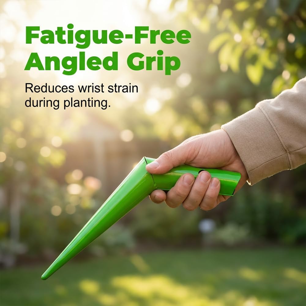 Planting hole digger, stainless steel handheld bulb planting tool, handheld garden seed digger with handle