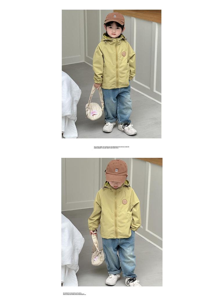 Herbst 2025 Kapuzenjacke: Trendiger Windbreaker für Jungen, kleine und mittlere Größen, lässige Oberbekleidung