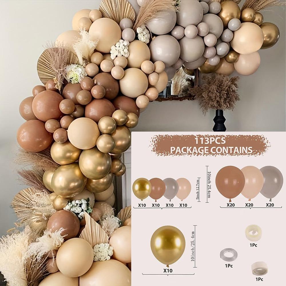 

113PCS Brown Coffee Theme Birthday Balloon Garland Arch Set Suitable for Wedding Anniversary, Birthday Party Room Decoration Other