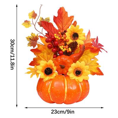 Artificial Pumpkin Ornament Maple Leaf Pine Cones Berry Sunflower Halloween Layout Prop For Table Decoration