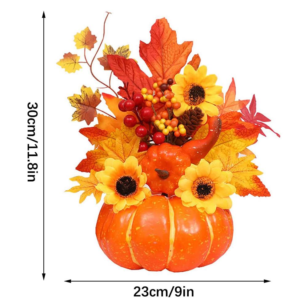 Artificial Pumpkin Ornament Maple Leaf Pine Cones Berry Sunflower Halloween Layout Prop For Table Decoration