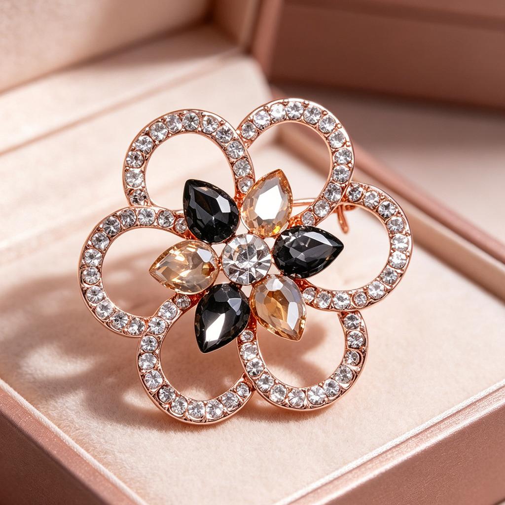 Crystal Flower Brooch - High-end and Luxurious Accessory for Formal Suits and Evening Gowns