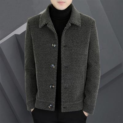 Herren Wollmantel Revers Langarm Einreihig Mantel Jacke Einfarbig Knopf Design Regular Fit Winter Oberbekleidung