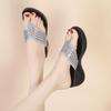 Women Wedges Rhinestone Flip Flop Slippers Summer New Thick Sole Lightweight Fashionable Outdoor Modern Slippers Sandals