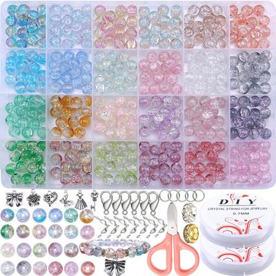 For Diy Handmade Beaded Bracelet Necklace Accessories 360Pcs 24-Grid Crystal Glass Set