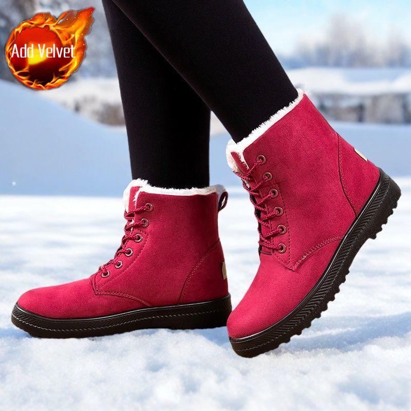 Mode Große Größe Warme Runde Zehen Schneestiefel für Damen Plateau mit Schnürsenkeln Damenschuhe Y2k Heiß Gefüttert im Angebot Mode 2025 Stiefeletten Ausverkauf