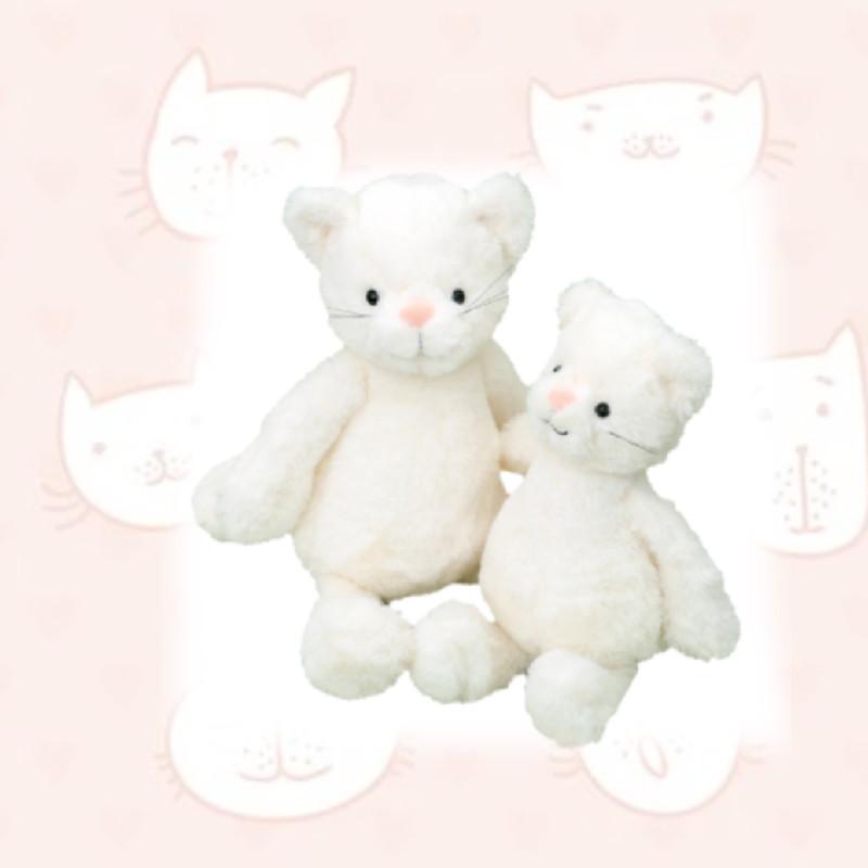 Adorable White Cat Plush Toy Cute Cat Doll Birthday Gift For Girls Soft Comfort Cushion