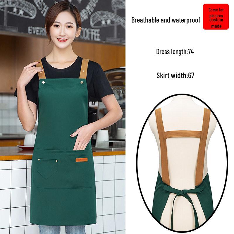 Waterproof Logo Printed Women's Catering Waist Apron - Oil-Proof for Kitchen & Supermarket.