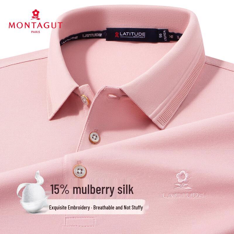 

MONTAGUT Men s Silk Blend Casual Polo Shirt 56