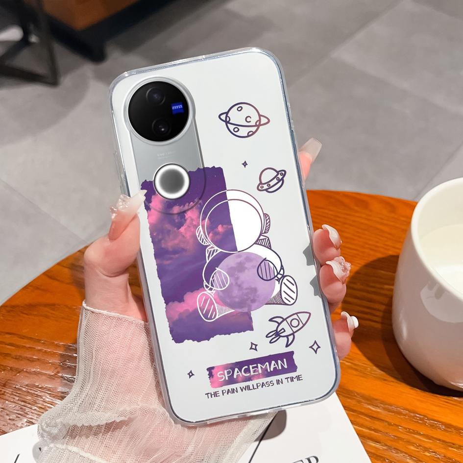 

Чехол для Vivo T3 T4 Pro Y19S Y29 Y29S Y39 Y04 V50 V40 Lite V40E S19 iQOO Z9S Fashion Astronaut прозрачный мягкий силиконовый чехол против падения для Vivo Capa VIVO V50