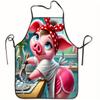 Novelty Kitchen Apron with Cartoon Pig Design Adjustable Neck Strap and Waist Ties Durable Material for Cooking and Baking Use