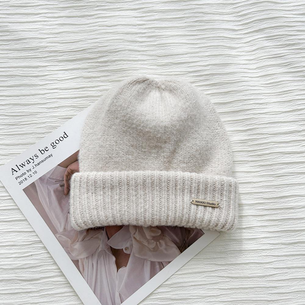 

Эластичная вязаная шапка, мягкая шапка-пуловер, милая теплая шапка, для улицы белый