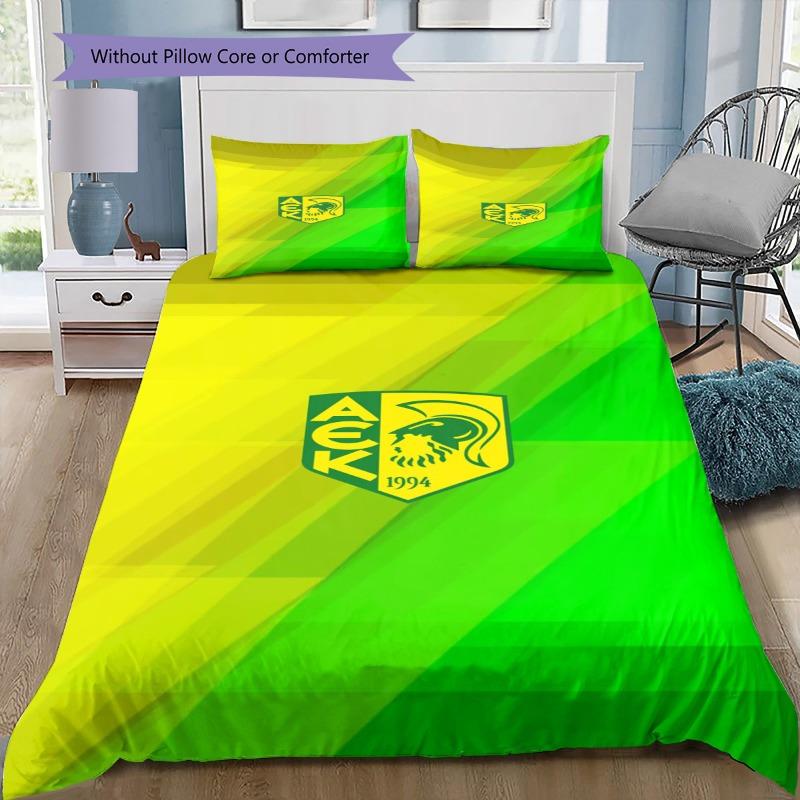 AEK FC 3Pcs Bedding Set, Duvet Cover with 2 Pillowcases, Dynamic Line Shield Print Bed Linens, No Comforter No Pillow Core